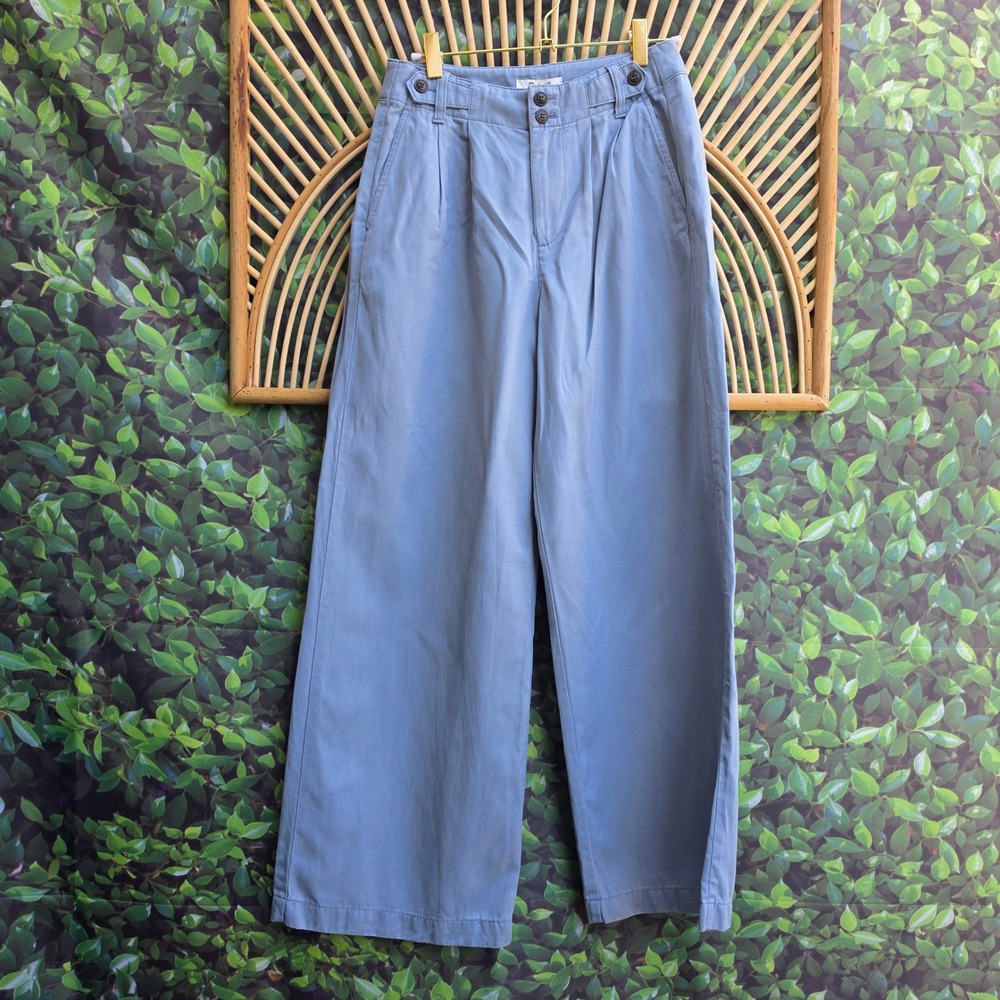 Madewell The Harlow Wide-Leg Pant Blue Lyocell Linen Blend 00P Petite NM163
